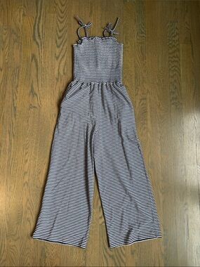 Vineyard Vines Black & White Striped Smocked Jumpsuit